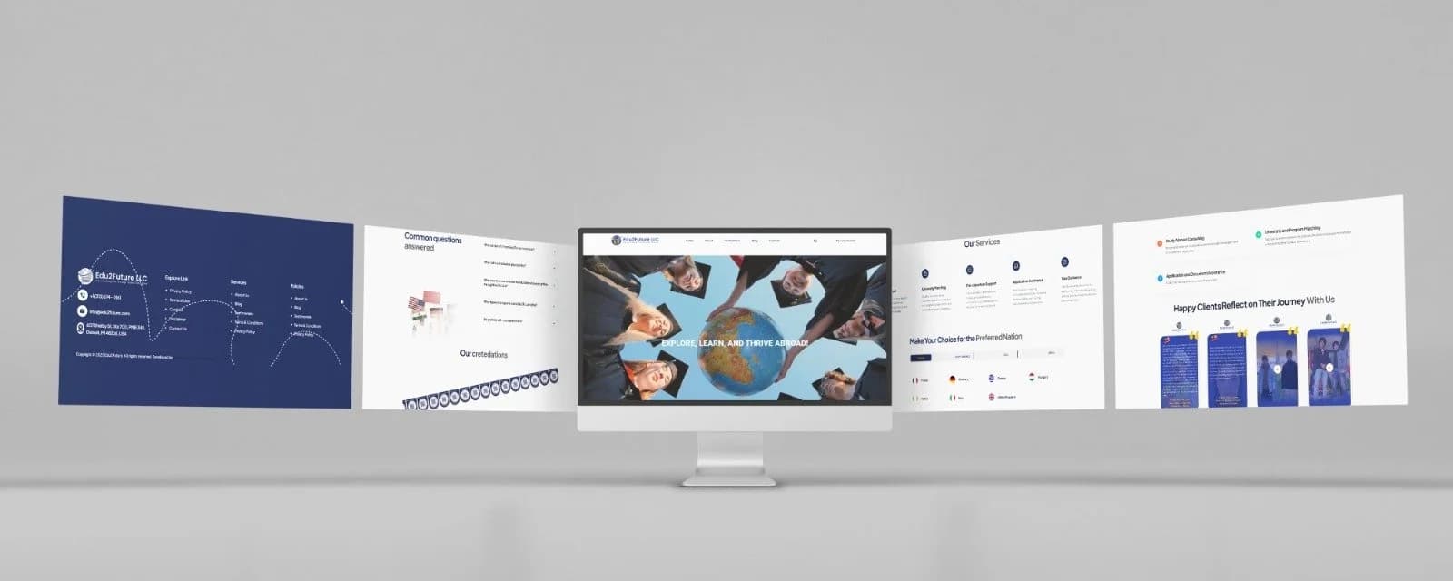 Edu2Future study abroad consultancy website shown across devices