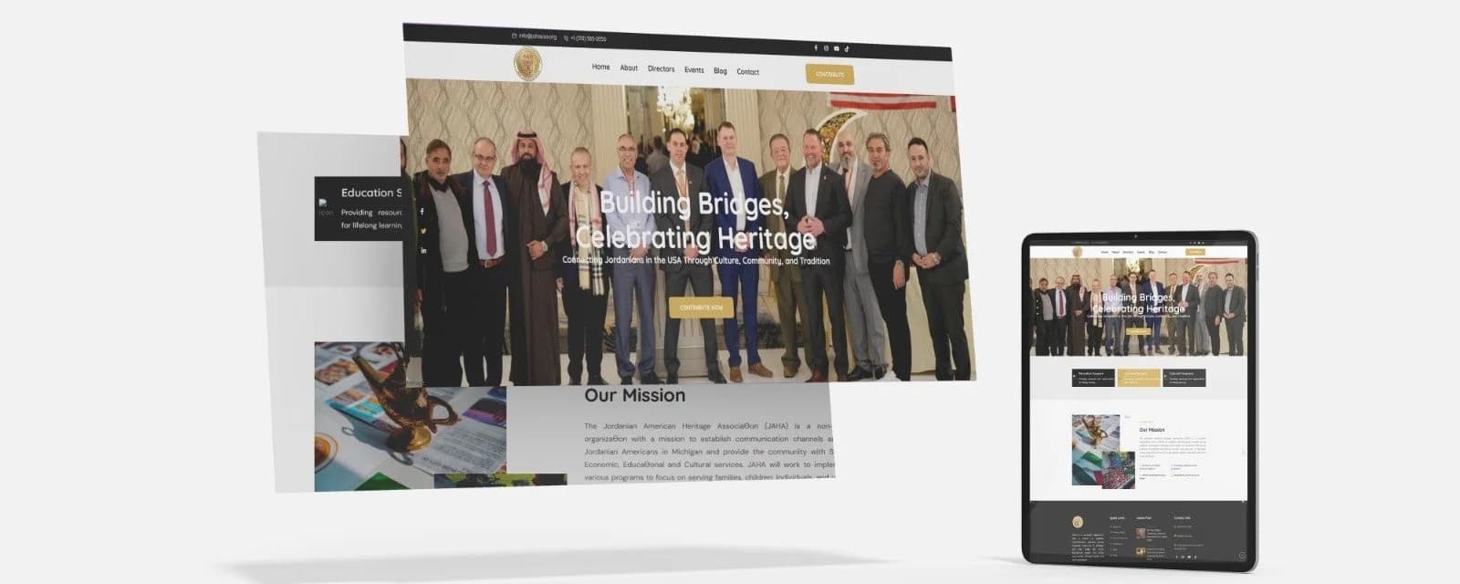 JAHA community website shown across desktop and mobile screens